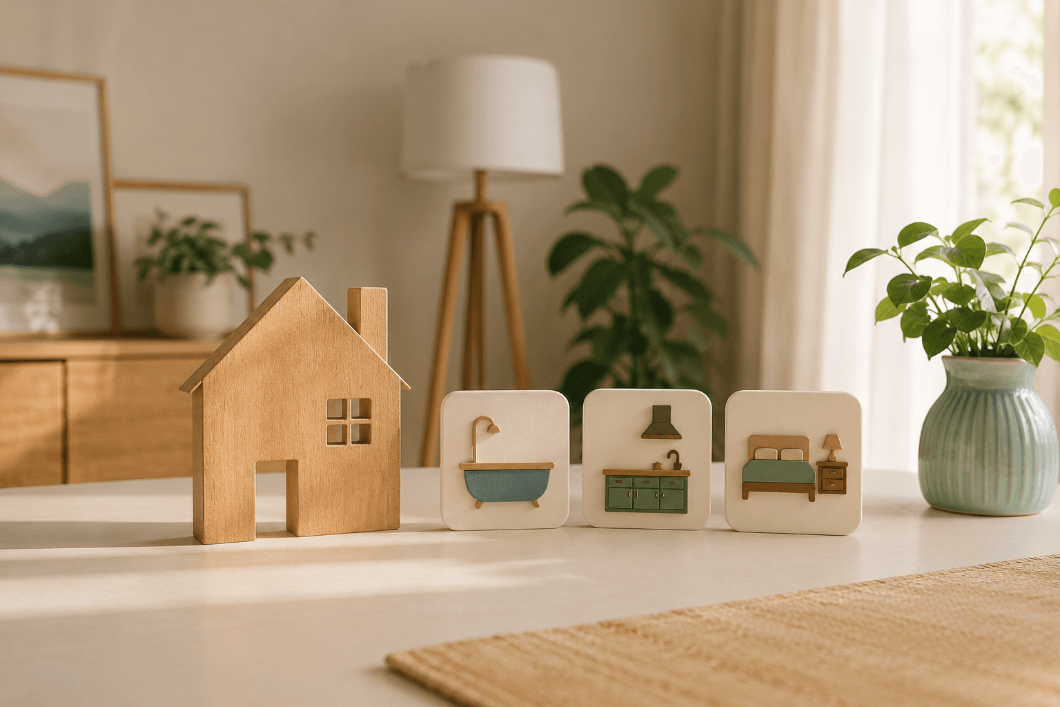 A warm still life representing choosing a room to make safe at home